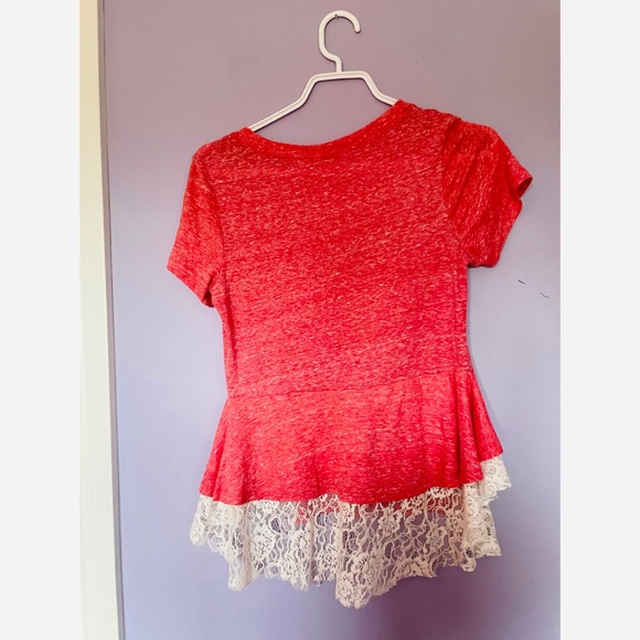 Free People Tulip Lace Trim Peplum Tee Top - Picture 6 of 6